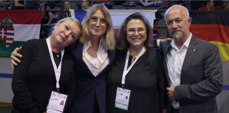 Cristina Casentini , Maria Eduarda Poli , Vera Leitao e Luis Arrais , Vice President e President della Ginastica Portugal