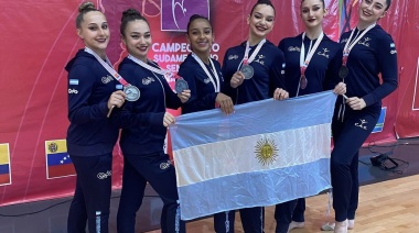 Conjunto sanluiseño de gimnasia rítmica en el Sudamericano de Santiago