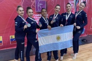 Conjunto sanluiseño de gimnasia rítmica en el Sudamericano de Santiago